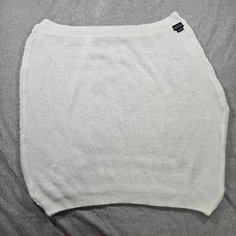 Knitwear By Anastasia White Knit Square Shawl Scarf Made In Israel Textured EUC